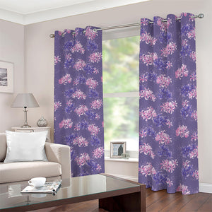 Pink And Purple Japanese Amaryllis Print Blackout Grommet Curtains