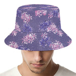 Pink And Purple Japanese Amaryllis Print Bucket Hat