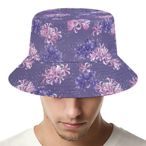 Pink And Purple Japanese Amaryllis Print Bucket Hat