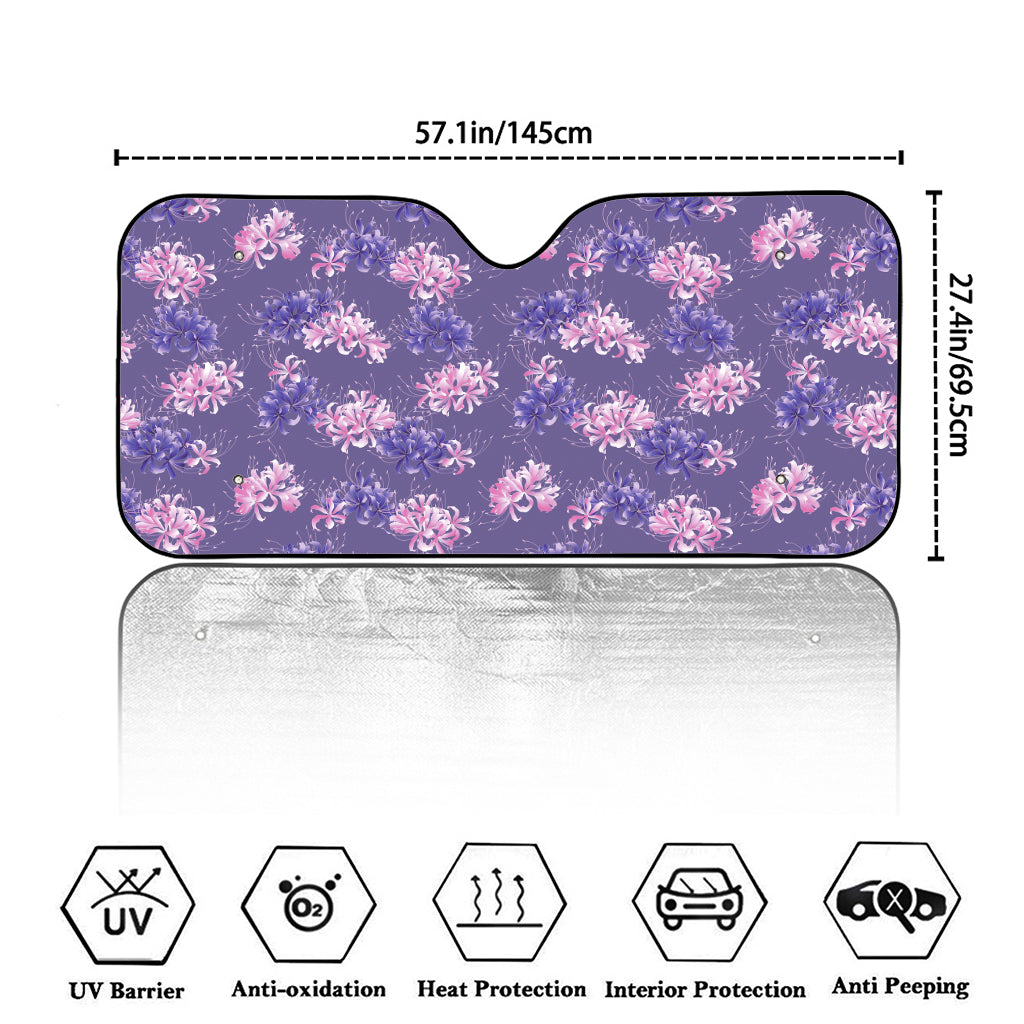 Pink And Purple Japanese Amaryllis Print Car Windshield Sun Shade