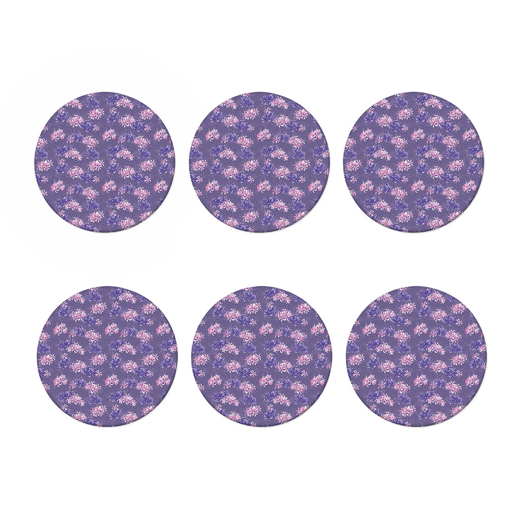 Pink And Purple Japanese Amaryllis Print Coaster Set