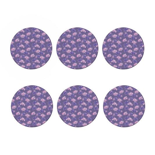 Pink And Purple Japanese Amaryllis Print Coaster Set