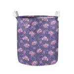 Pink And Purple Japanese Amaryllis Print Collapsible Laundry Basket