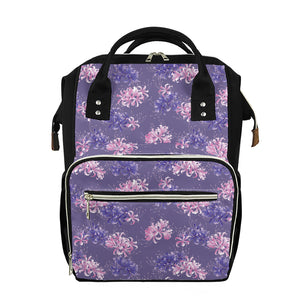 Pink And Purple Japanese Amaryllis Print Diaper Bag