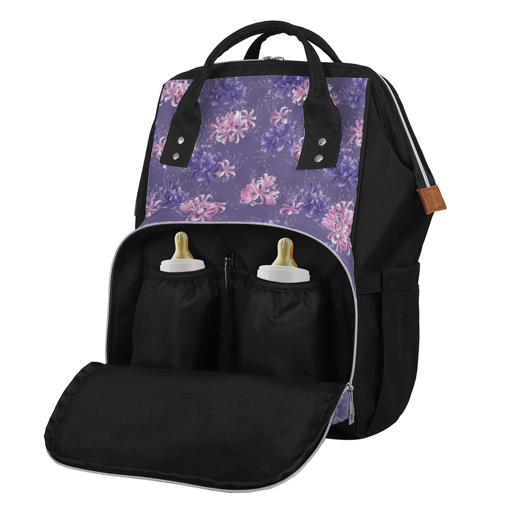 Pink And Purple Japanese Amaryllis Print Diaper Bag