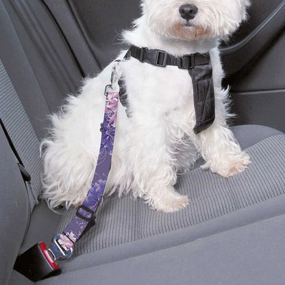 Pink And Purple Japanese Amaryllis Print Dog Seat Belt