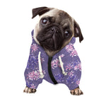 Pink And Purple Japanese Amaryllis Print Dog Zip Up Hoodie