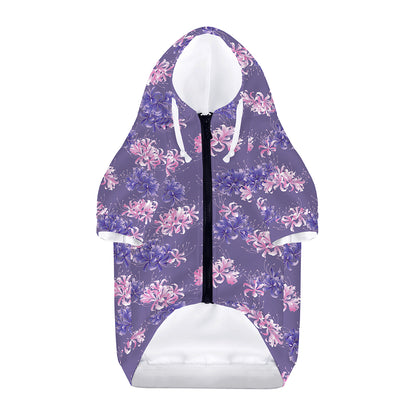 Pink And Purple Japanese Amaryllis Print Dog Zip Up Hoodie