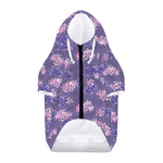 Pink And Purple Japanese Amaryllis Print Dog Zip Up Hoodie
