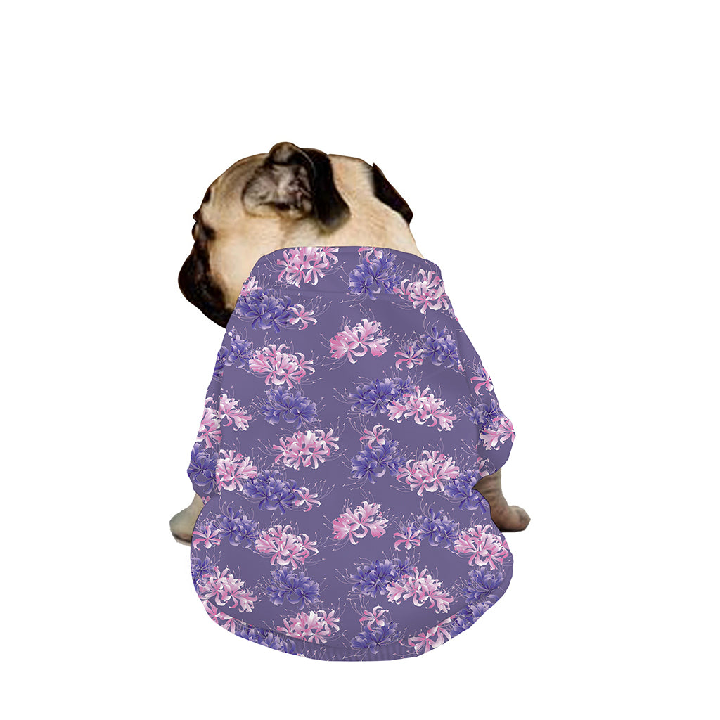 Pink And Purple Japanese Amaryllis Print Dog Zip Up Jacket