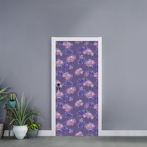 Pink And Purple Japanese Amaryllis Print Door Sticker