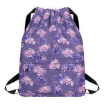 Pink And Purple Japanese Amaryllis Print Drawstring Backpack