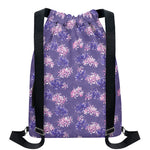 Pink And Purple Japanese Amaryllis Print Drawstring Backpack