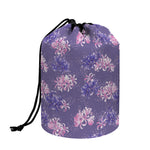 Pink And Purple Japanese Amaryllis Print Drawstring Makeup Bag