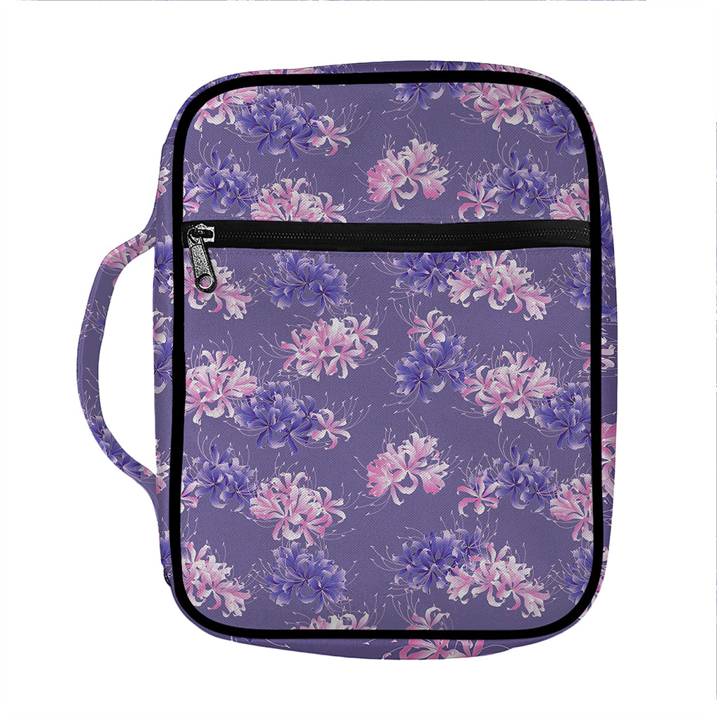 Pink And Purple Japanese Amaryllis Print Front Pocket Bible Bag