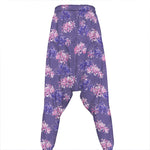 Pink And Purple Japanese Amaryllis Print Hammer Pants