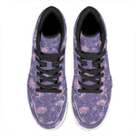 Pink And Purple Japanese Amaryllis Print High Top Leather Sneakers