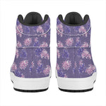 Pink And Purple Japanese Amaryllis Print High Top Leather Sneakers