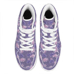 Pink And Purple Japanese Amaryllis Print High Top Leather Sneakers