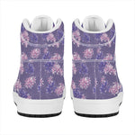 Pink And Purple Japanese Amaryllis Print High Top Leather Sneakers