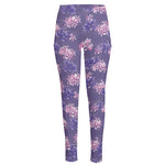 Pink And Purple Japanese Amaryllis Print High-Waisted Pocket Leggings