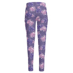 Pink And Purple Japanese Amaryllis Print High-Waisted Pocket Leggings