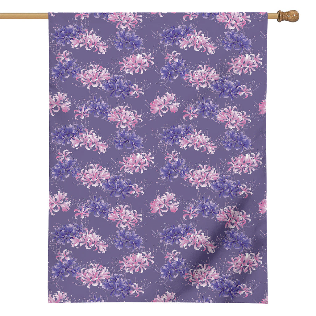 Pink And Purple Japanese Amaryllis Print House Flag