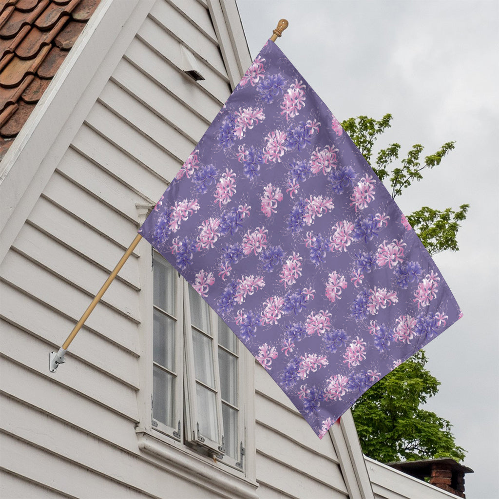 Pink And Purple Japanese Amaryllis Print House Flag