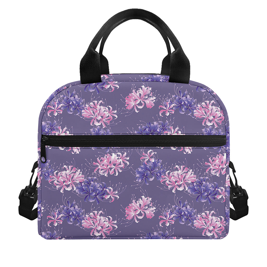 Pink And Purple Japanese Amaryllis Print Insulated Lunch Bag