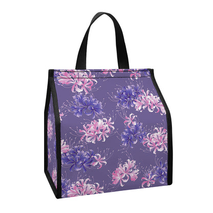 Pink And Purple Japanese Amaryllis Print Insulated Lunch Tote
