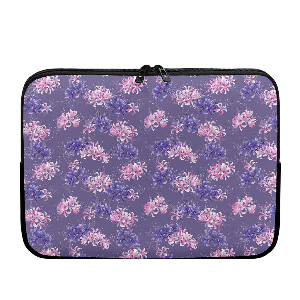 Pink And Purple Japanese Amaryllis Print Laptop Sleeve