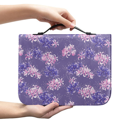 Pink And Purple Japanese Amaryllis Print Leather Bible Cover