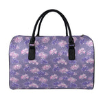 Pink And Purple Japanese Amaryllis Print Leather Duffle Bag