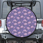 Pink And Purple Japanese Amaryllis Print Leather Spare Tire Cover
