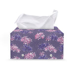 Pink And Purple Japanese Amaryllis Print Leather Tissue Box Cover