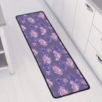 Pink And Purple Japanese Amaryllis Print Long Kitchen Mat