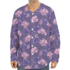 Pink And Purple Japanese Amaryllis Print Long Sleeve Baseball Jersey