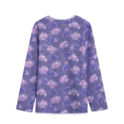 Pink And Purple Japanese Amaryllis Print Long Sleeve Short Coat