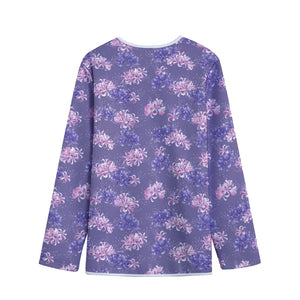 Pink And Purple Japanese Amaryllis Print Long Sleeve Short Coat