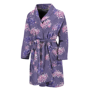 Pink And Purple Japanese Amaryllis Print Men's Bathrobe