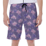 Pink And Purple Japanese Amaryllis Print Men's Beach Shorts