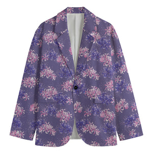 Pink And Purple Japanese Amaryllis Print Men's Blazer