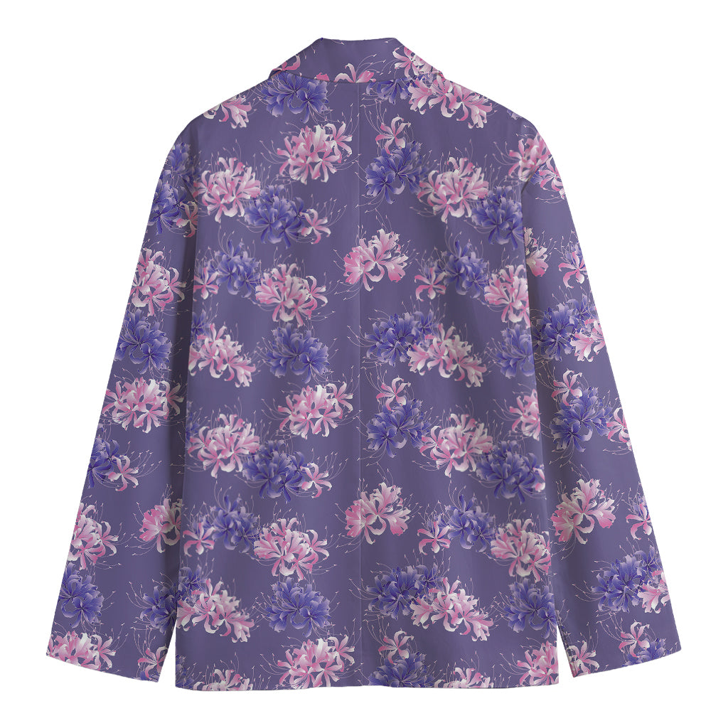 Pink And Purple Japanese Amaryllis Print Men's Blazer