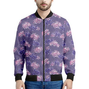 Pink And Purple Japanese Amaryllis Print Men's Bomber Jacket