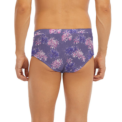 Pink And Purple Japanese Amaryllis Print Men's Briefs