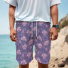 Pink And Purple Japanese Amaryllis Print Men's Cargo Shorts