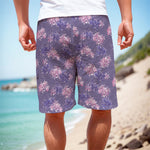 Pink And Purple Japanese Amaryllis Print Men's Cargo Shorts