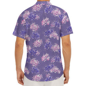 Pink And Purple Japanese Amaryllis Print Men's Deep V-Neck Shirt