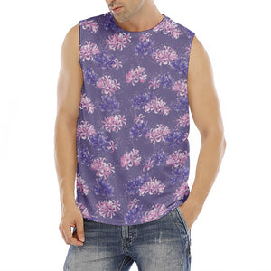 Pink And Purple Japanese Amaryllis Print Men's Fitness Tank Top