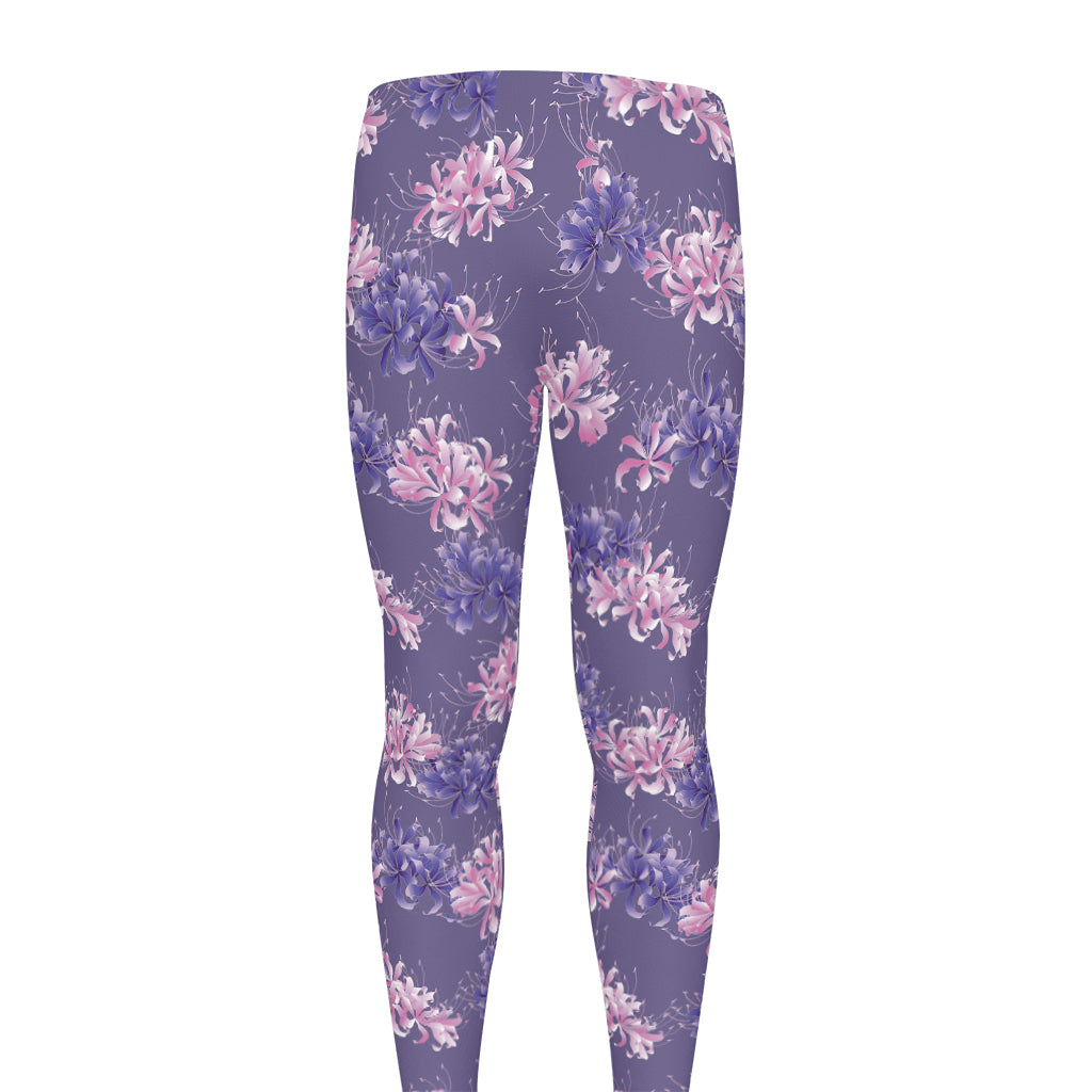 Pink And Purple Japanese Amaryllis Print Men's leggings